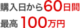 購入日から60日間 最高100万円