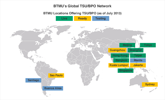BTMU's Global TSU/BPO Network