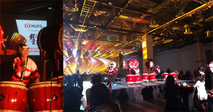 A rousing finale to the Singapore FinTech Festival, where participants were presented to a Taiko drum performance at the closing party. The traditional performance was sponsored by MUFG.