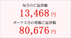 毎月のご返済額:22,134円 ボーナス月の増額ご返済額:132,533円