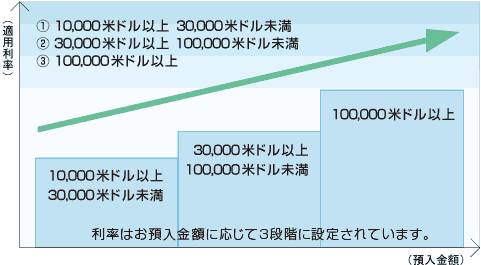 利率は残高に応じて3段階に設定されています。