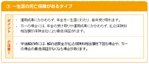 3 一生涯の死亡保証があるタイプ
