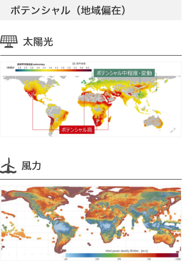 ポテンシャル（地域偏在） 太陽光 風力