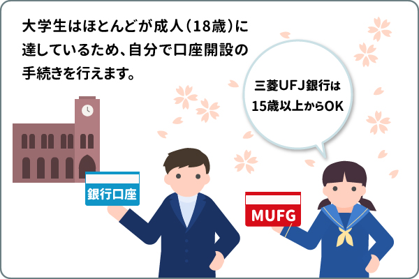 高校生や大学生でも自分で銀行の口座を開設できる