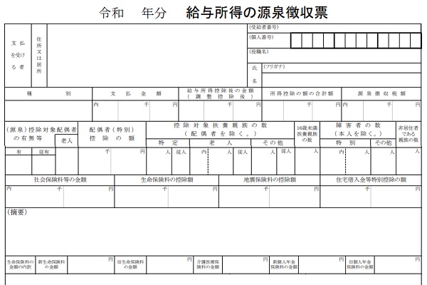 給与所得の源泉徴収票