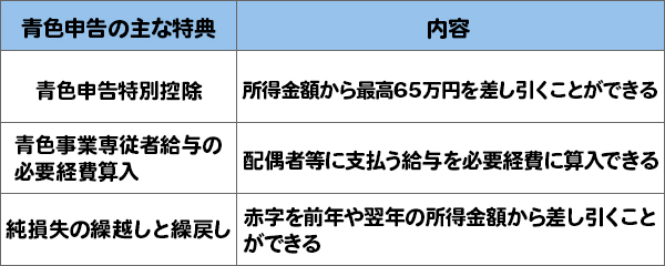 青色申告の主な特典