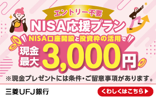 エントリー不要 NISA応援プラン NISA口座開設と投資枠の活用で現金最大3,000円 ※現金プレゼントには条件・ご留意事項があります。くわしくはこちら