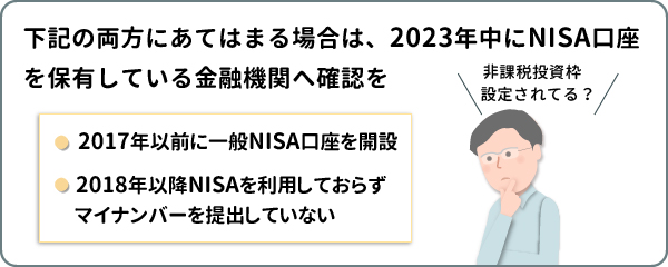 2023年中にNISA口座を保有している金融機関へ確認を
