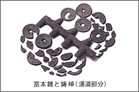 富本銭と鋳棹(湯道部分)