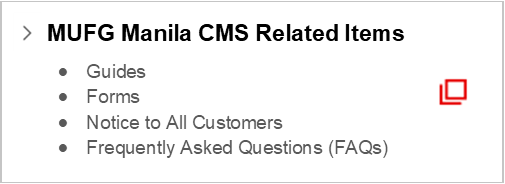 MUFG Manila CMS Related Items