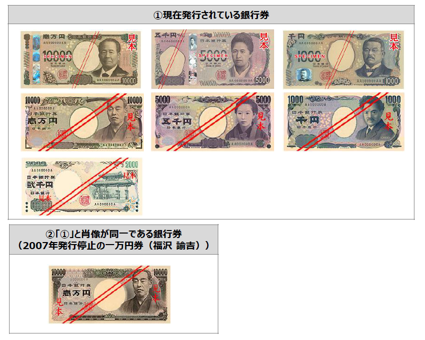 格納いただけない銀行券一覧