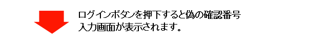 ログインボタンを押下すると偽の確認番号入力画面が表示されます。