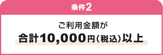条件2 ご利用金額が合計10,000円(税込)以上