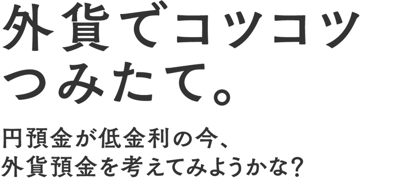 外貨でコツコツつみたて。円預金が低金利の今、外貨預金を考えてみようかな?