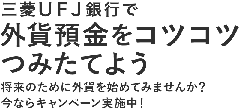 三菱UFJ銀行で外貨預金をコツコツつみたてよう 将来のために外貨を始めてみませんか?今ならキャンペーン実施中!