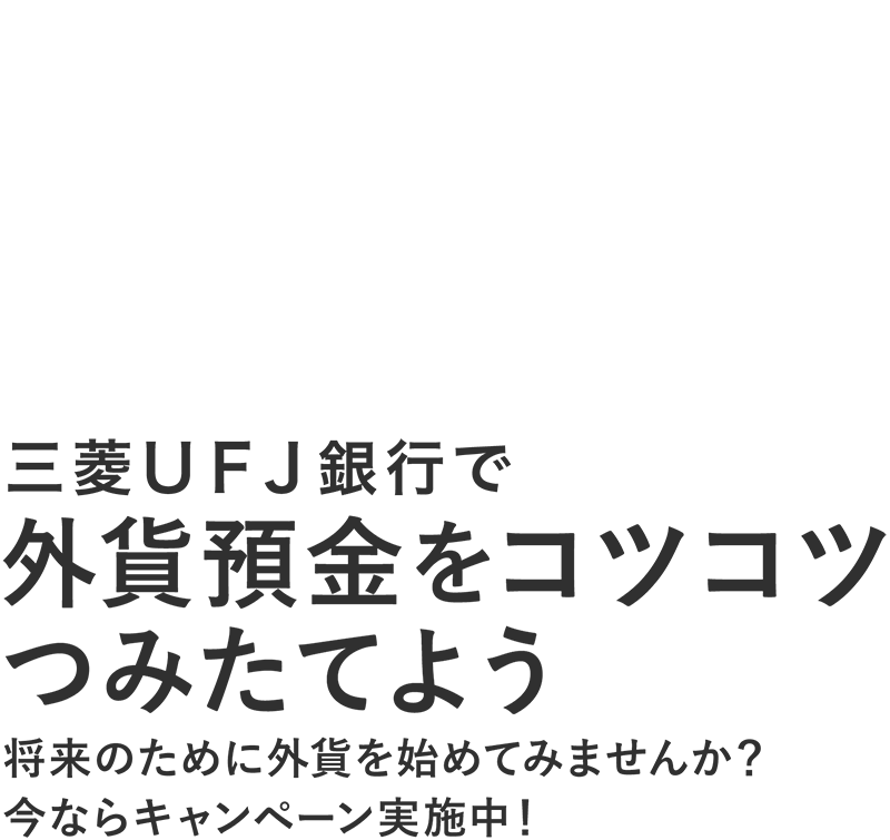 三菱UFJ銀行で外貨預金をコツコツつみたてよう 将来のために外貨を始めてみませんか?今ならキャンペーン実施中!