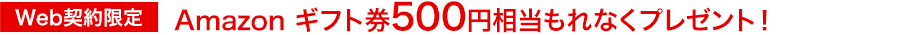 【Web契約限定】amazonギフト券500円相当もれなくプレゼント!