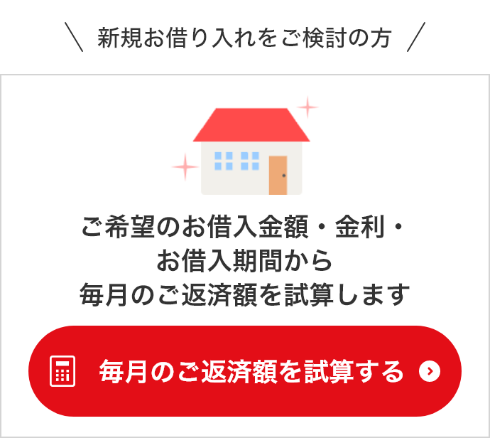 新規お借り入れをご検討の方　ご希望のお借入金額・金利・お借入期間から毎月のご返済額を試算します