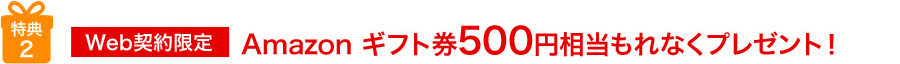 特典2 【Web契約限定】Amazonギフト券500円相当もれなくプレゼント!