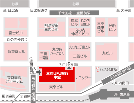 三菱ＵＦＪ銀行の本店地図