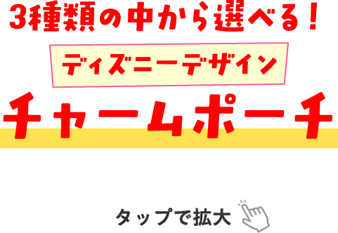 3種類の中から選べる！ディズニーデザインチャームポーチ タップで拡大