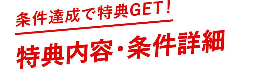 条件達成で特典GET！　特典内容・条件詳細