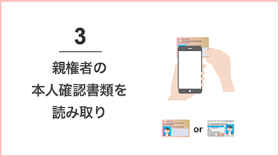 3 親権者の本人確認書類を読み取り（現住所の記載があるかを確認してください。） 