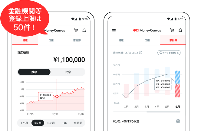 資産運用と家計簿がひとつのアプリに！