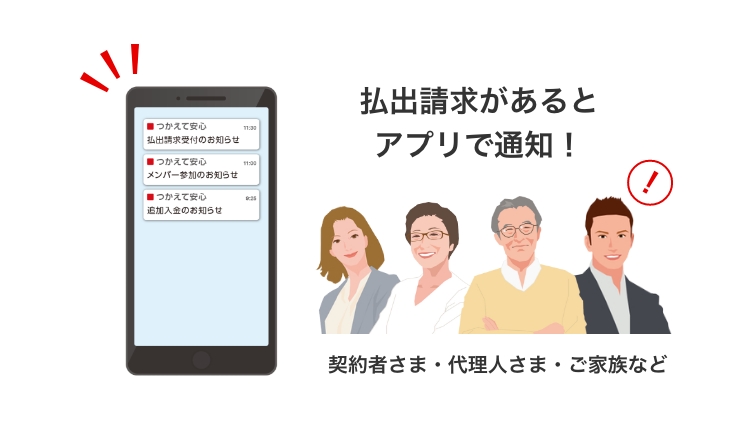 入出金やメンバー変更時は通知されて安心