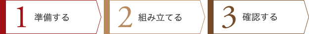 1 準備する 2 組み立てる 3 確認する