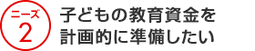 ニーズ2 子どもの教育資金を計画的に準備したい