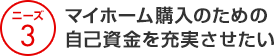 ニーズ3 マイホーム購入のための自己資金を充実させたい