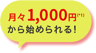 月々1,000円（*1）から始められる！