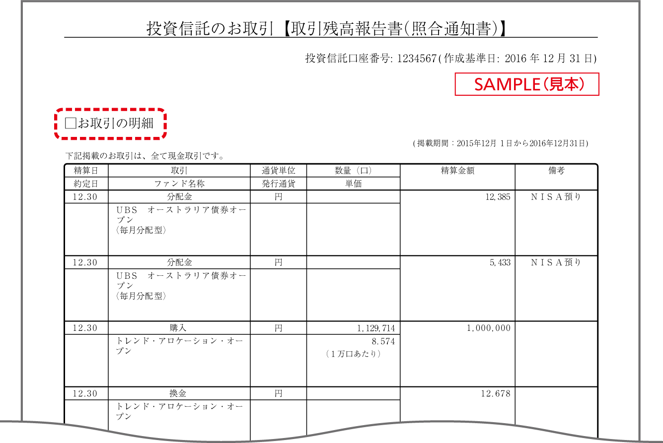 取引残高報告書 照合通知書 の見方 読み方 三菱ｕｆｊ銀行