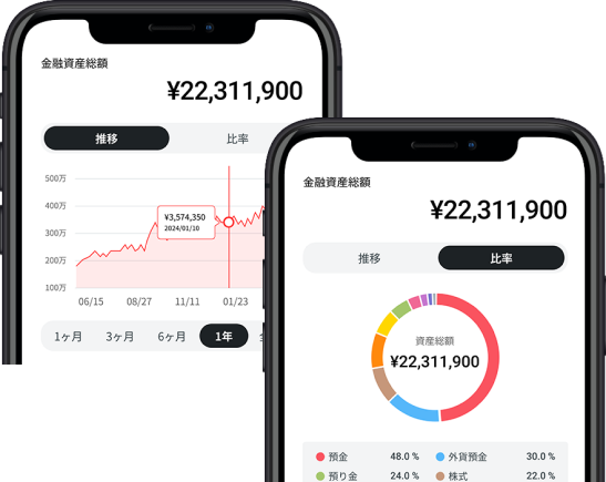 資産総額の推移と比率がわかる