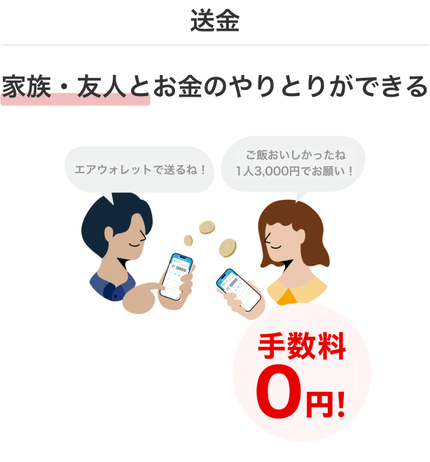 送金 家族・友人とお金のやりとりができる