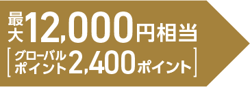 最大12,000円相当（グローバルポイント2,400ポイント）