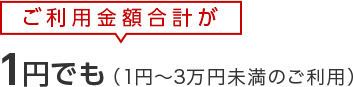 ご利用金額合計が1円でも（1円～3万円未満のご利用）