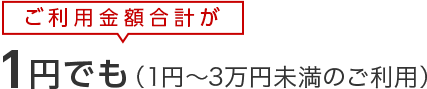 ご利用金額合計が1円でも（1円～3万円未満のご利用）