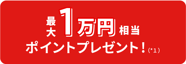 最大1万円相当ポイントプレゼント