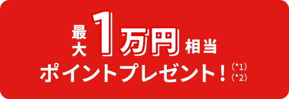 最大1万円相当ポイントプレゼント!
