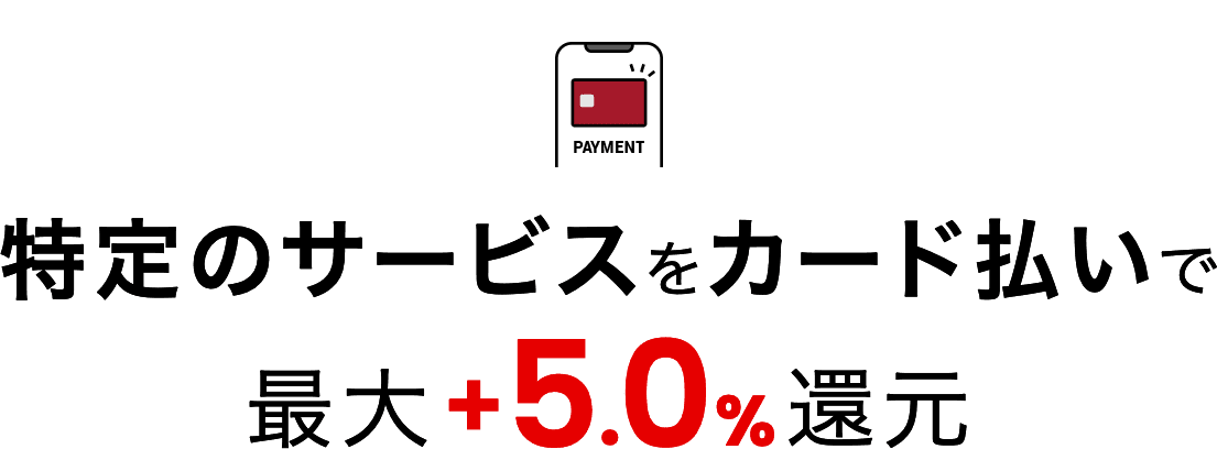 特定のサービスをカード払いで最大+5.0%還元