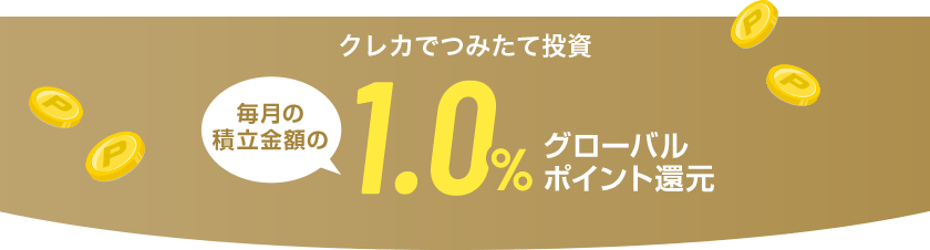 クレカでつみたて運用 毎月の積立金額の1.0%グローバルポイント還元
