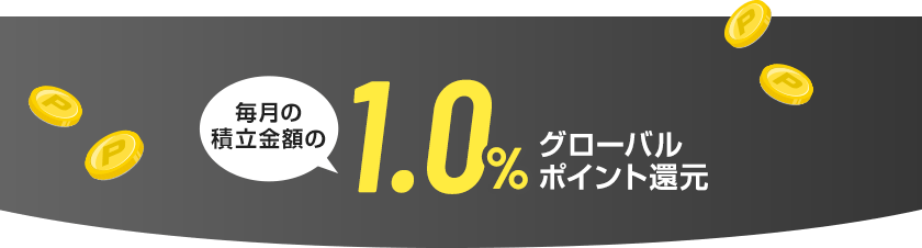 毎月の積立金額の1.0%グローバルポイント還元