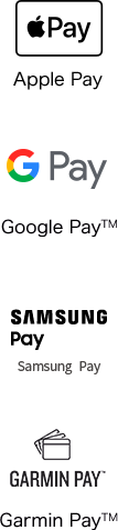 Apple Pay、Google Pay(TM)、Samsung Pay、Garmin Pay(TM)