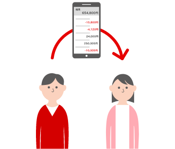 家族に自分の口座残高をシェアできる